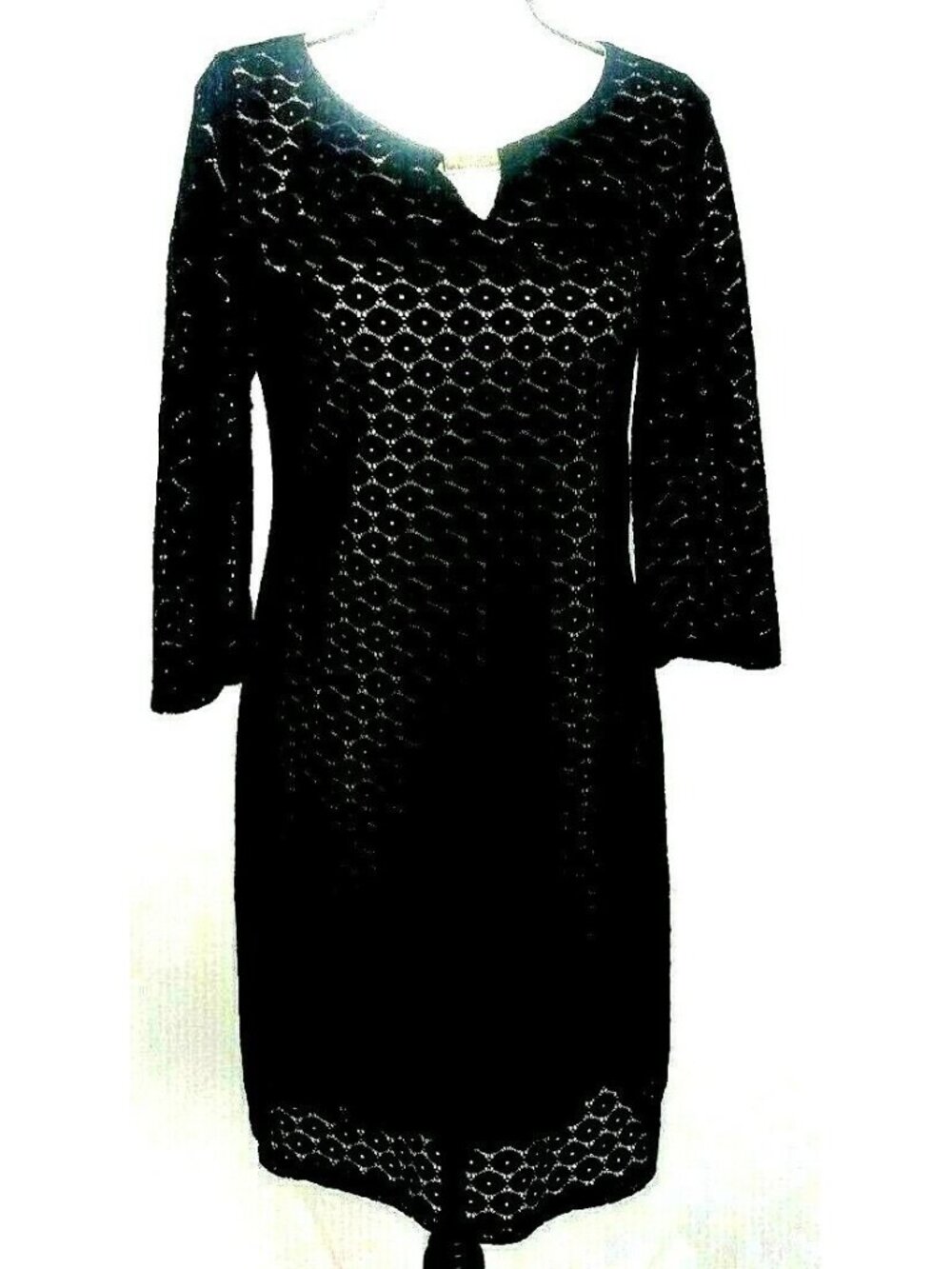 Tacera Black Lace Shift Dress Small